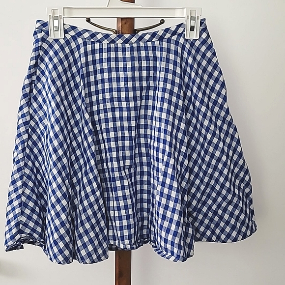 Beautiful Gingham J.Crew 100% Linen Lined Skirt - Picture 1 of 7